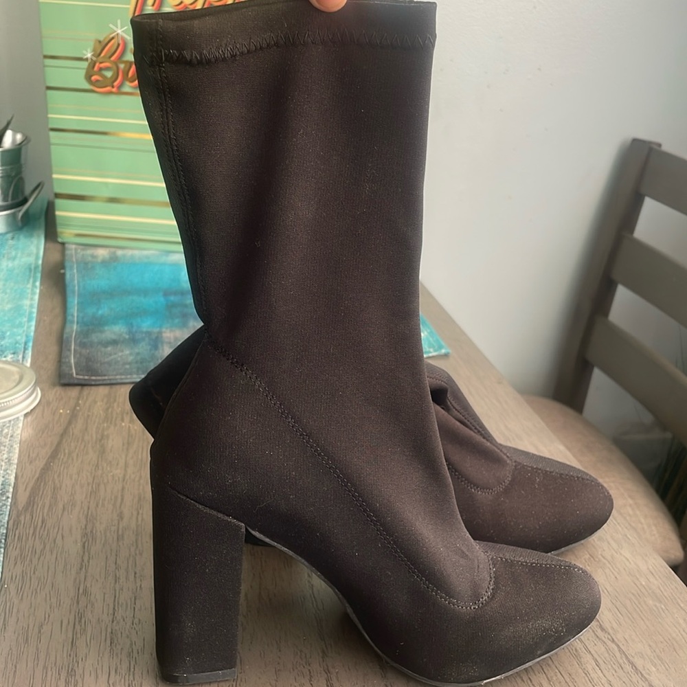 Brand new EGO black chunky heel booties